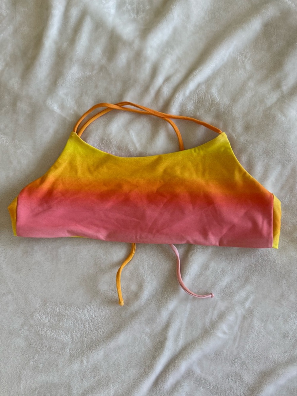 Skatie Yellow to Pink Ombre High Neck Bikini Top